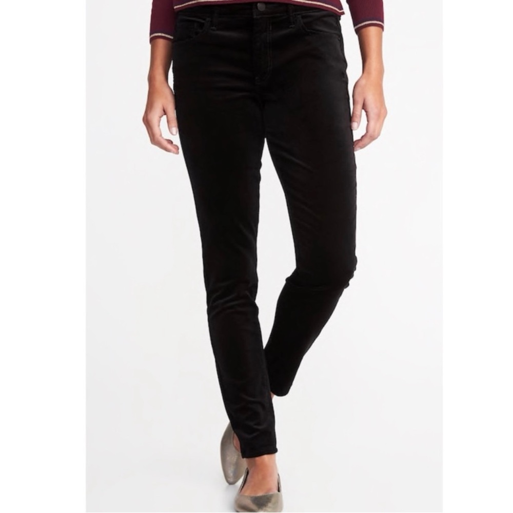 Old Navy Black Jack Medium Rise Rockstar Super Skinny Velvet Pants 14